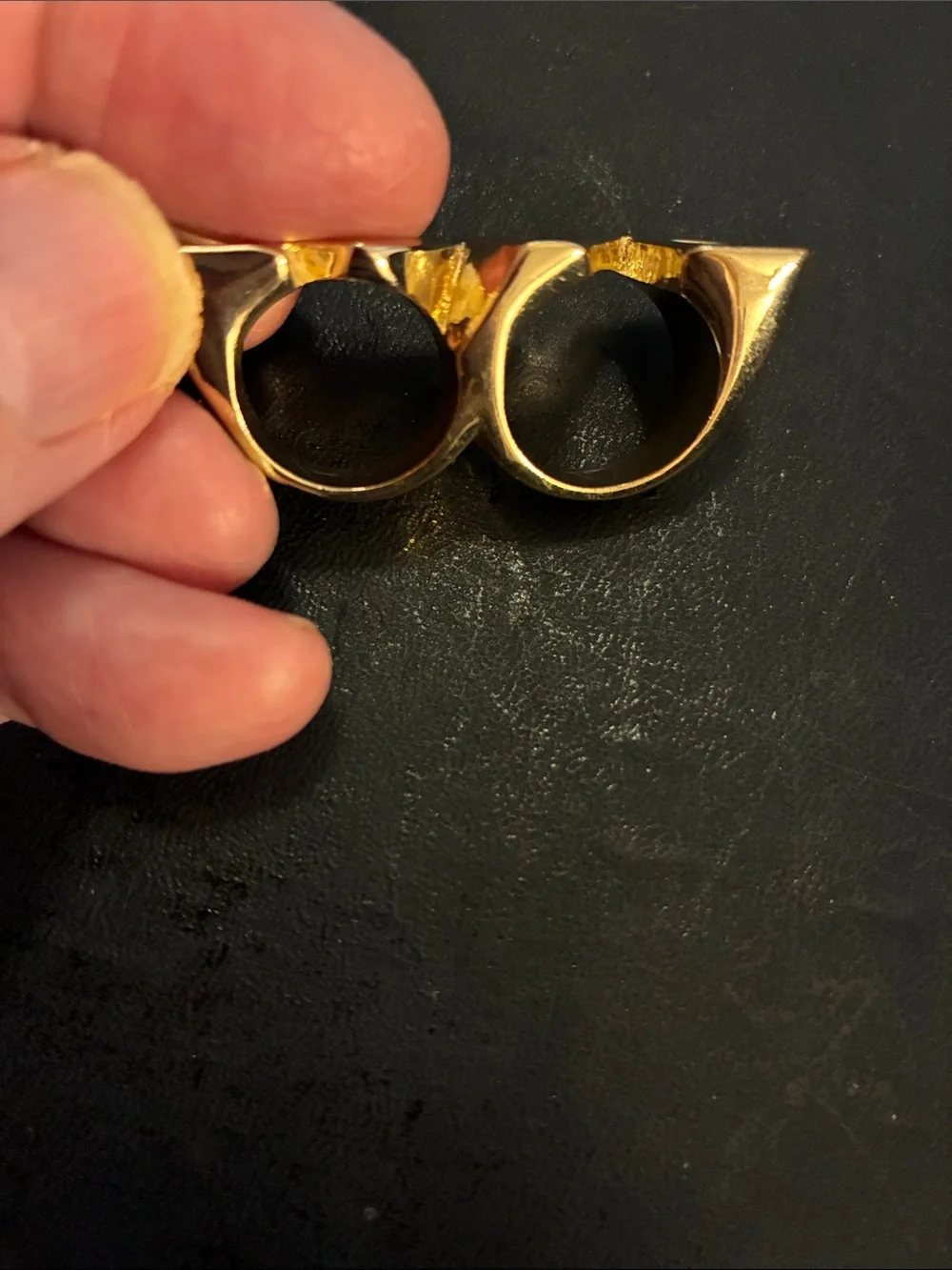 LOVE Gold Double-Finger Statement Ring  NWOT